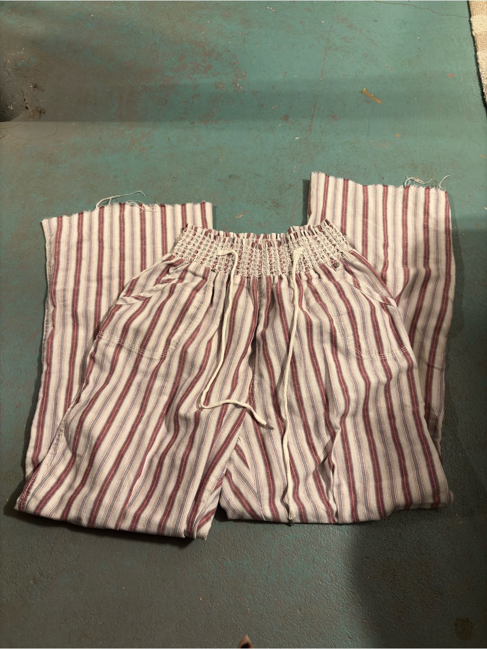 On Running Pink and White Striped Pajama Bottoms